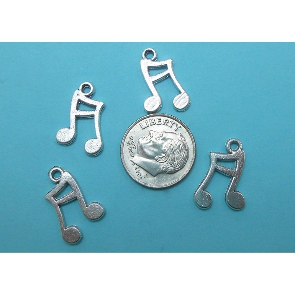 10pcs Sixteenth Notes Music Charms silver tone semiquaver‎